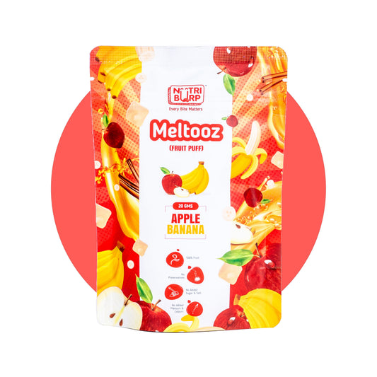 NutriBurp Apple Fruit Puff pack — freeze-dried apple snack for kids, no added sugar