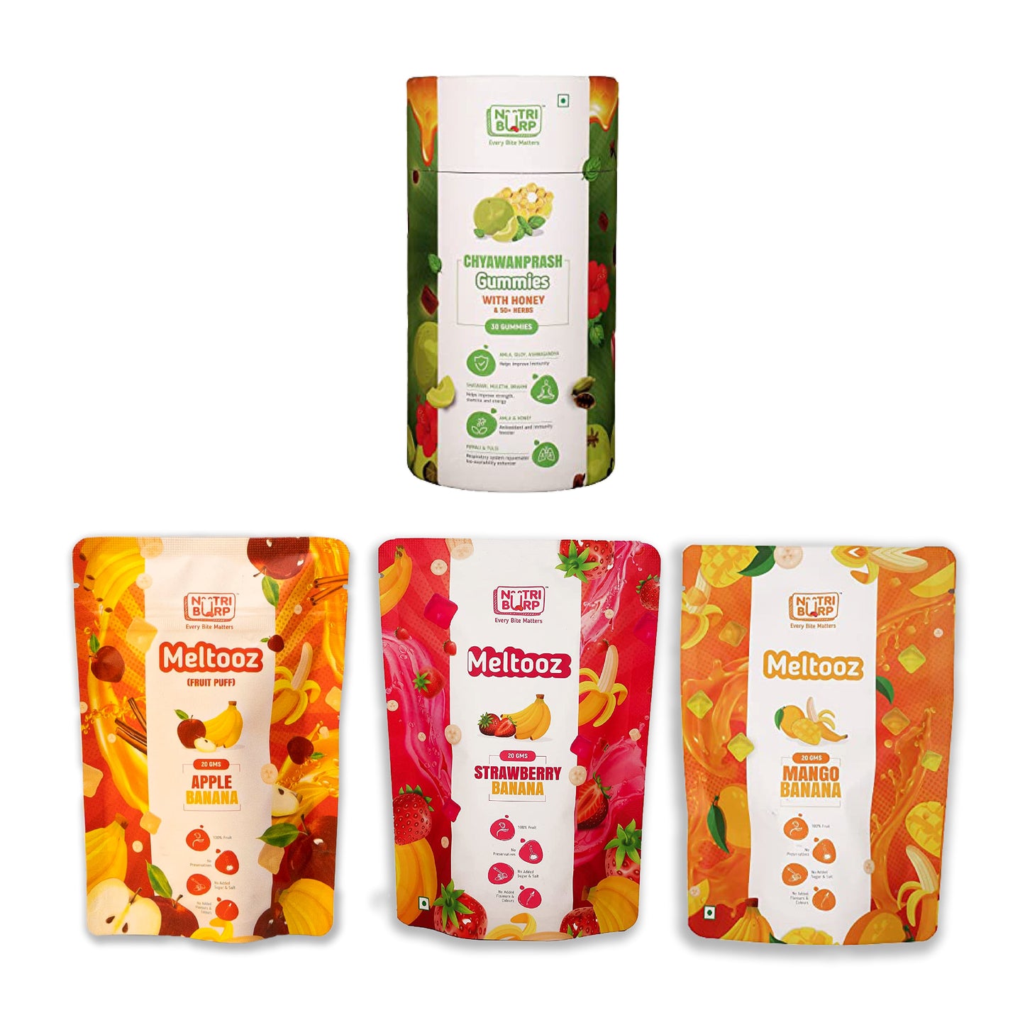 Chyawanprash Gummies +Apple +Mango + Strawberry Meltooz Combo Baby & Toddler Food nutriburp