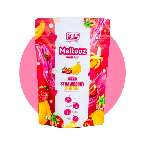 NutriBurp Strawberry Fruit Puff pack — freeze-dried strawberry snack for kids, no added sugar