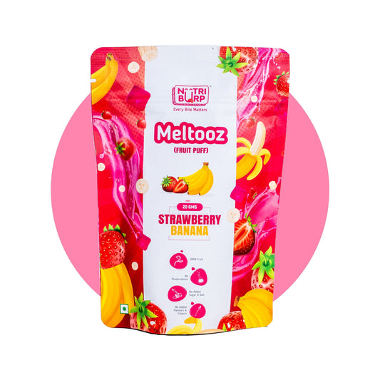 NutriBurp Strawberry Fruit Puff pack — freeze-dried strawberry snack for kids, no added sugar