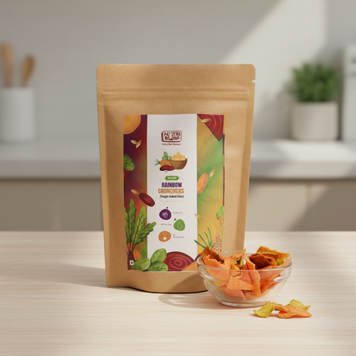 NutriBurp Rainbow Crunches pack — colourful baked vegetable chips for kids
